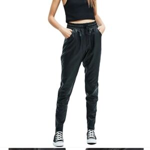 MinkPink Outbound Faux‎ Leather Jogger Pants in black size M